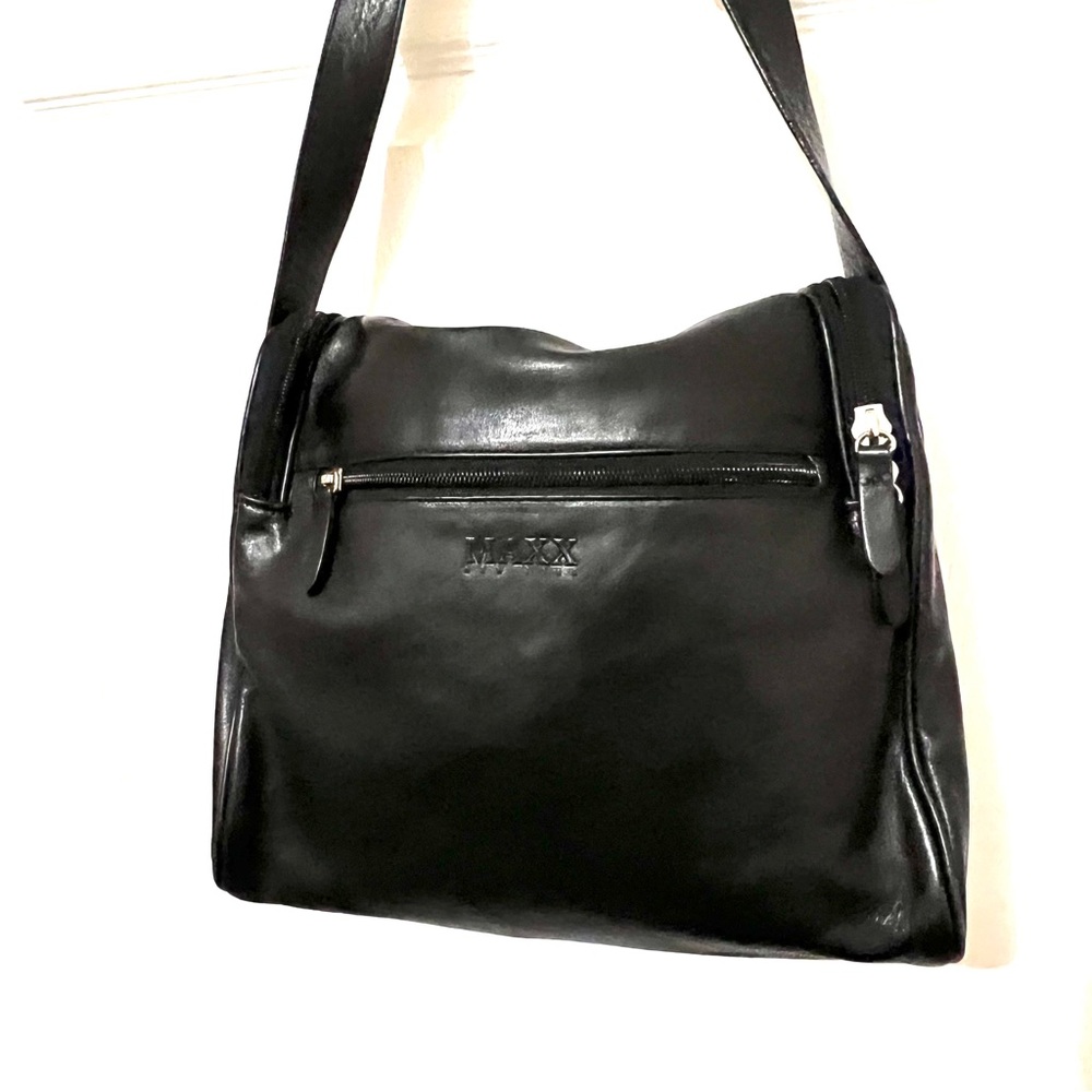 Maxx New York Black 100% Cow Leather Purse Shoulder Bag - Picture 12 of 14